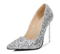 WQHPLMD Women's Pumps Pointy Solid Color Slip on High Heel Sequins Shallow Mouth Stiletto Shoes Classic Office Mannequins Catwalk Casual Shoes