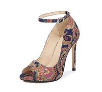 WQHPLMD Women's Pumps Sandals Open Toe Shallow Mouth High Heel Printing Buckle Slip on Stiletto Shoes Classic Office Model Catwalk Casual Shoes