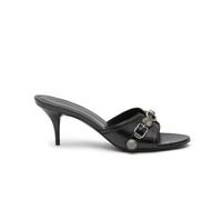 WQHPLMD Women's Round Open Toe Stiletto Mules Slip on Wedding Party Dressy Pumps Shoes 7.5cm