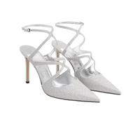 WQHPLMD Womens Sandals Pointed Toe Stilettos Crossed Strap Slingback Pumps Party Dress Shoes 10.5CM