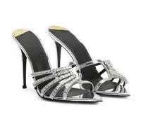 WQHPLMD Womens Sandals Stiletto Pointed Open Toe Mules Backless Slip on Party Wedding Dress Pumps Shoes 8.5cm