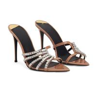 WQHPLMD Womens Sandals Stiletto Pointed Open Toe Mules Backless Slip on Party Wedding Dress Pumps Shoes 8.5cm