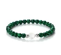 Wqishinuanyang Bracelet en perles de pierre naturelle en forme de cœur Blanc 6 mm, Pierre Cuir