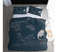 WQIZXCW Housse de Couette 160x200 Japon - Parure de Lit 2 Personnes Asiatique Grue avec Fermeture Éclair, 2 Taies d'oreiller 65x65 cm, 100% Microfibre