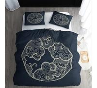 WQIZXCW Housse de Couette 160x200 Japon - Parure de Lit 2 Personnes Asiatique Nuage avec Fermeture Éclair, 2 Taies d'oreiller 65x65 cm, 100% Microfibre