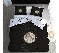 WQIZXCW Housse de Couette 200x200 Celestial - Parure de Lit 2 Personnes Lune en Microfibre avec Fermeture Éclair, 2 Taies d'oreiller 65x65 cm