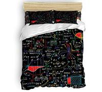 WQIZXCW Housse de Couette 220x240 Mathématiques Parure de Lit 2 Personnes Microfibre, 1 Housse de Couette avec Fermeture Éclair + 2 Taie d'oreiller 65x65 cm