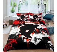 WQIZXCW Housse de Couette 220x240 Skateboard - Parure de Lit 2 Personnes Microfibre avec Fermeture Éclair, 2 Taies d'oreiller 65x65 cm