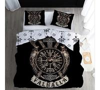 WQIZXCW Housse de Couette 220x240 Viking - Parure de Lit Réversible en Microfibre, Housse de Couette 2 Personnes Imprimée avec Fermeture Éclair et 2 Taies d'oreiller 65x65 cm