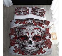 WQIZXCW Housse de Couette 240 x 260 Tête de Mort - Parure de Lit 2 Personnes Mexique avec Fermeture Éclair, 2 Taies d'oreiller 65x65 cm, 100% Microfibre