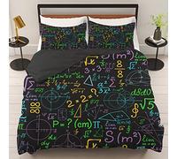 WQIZXCW Parure de Lit 140x200 cm Mathématiques, Housse de Couette 1 Personne avec Fermeture Éclair + 1 Taie d'oreiller 65x65 cm, 120gsm Microfibre, Doux et Respirant