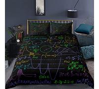 WQIZXCW Parure de Lit 220x240 cm Mathématiques Housse de Couette 2 Personnes avec Fermeture Éclair + 2 Taie d'oreiller 65x65 cm 120g/㎡ Microfibre