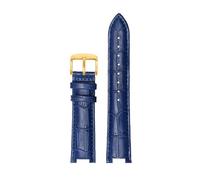 WQKISS Bracelet de montre rechange en cuir for homme et femme, avec encoche, 16 mm - 22(Blue Gold,18mm 9mm)