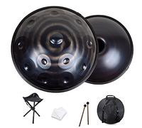 WQOTHHZR Tambour handpan en ré Mineur, 440 Hz, 12 Notes, en Acier, Instrument de qualité supérieure avec Sac, maillet et Support (si, do)