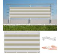 WQPMNYG Filet d'intimité à Rayures Jaune Clair pour Balcon, 1,2 m x 5 m, Protection UV à 96%, indéchirable, avec œillets et Attaches pour câbles, idéal pour protéger Votre terrasse.