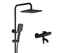 WQPMNYG Système de Douche, Ensemble de Douche thermostatique en Laiton Noir à Trois Fonctions, mitigeur de Baignoire avec inverseur et pommeau de pulvérisation réglable en Hauteur, robinets de baign