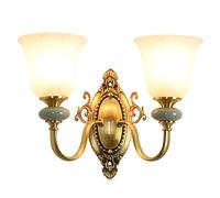 WQQYU6HKF Luminaire Mural Applique Nordique Double tête cuivre Applique Salon Fond Mur créatif américain Minimaliste Verre céramique décorative Applique Applique Murale