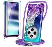 WQRTYJK Coque pour Xiaomi Redmi 14C avec Cordon, Bleu/Violet