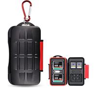 WQS-28 Slots Water-Resistant SD CF MSD Memory Card Holder Storage Case Protector Wallet for 4 CF & 8 SD SDHC SDXC & 16 TF Micro SD Cards, with Carabiner + Card Tray Removal Eject Pin Key