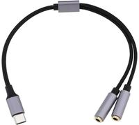 WQS-Adaptateur de Microphone USB C vers Double Casque 3.5mm Adaptateur de Microphone pour Téléphones Ordinateurs Téléviseurs MP3 MP4 écouteurs
