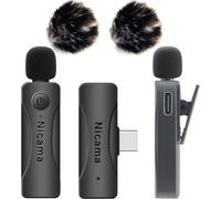 WQS-AS12-C Microphone Micro Cravate sans Fil USB-C pour iPhone 15 16, Type-C Android Samsung Smartphone Enregistrement Vidéo, Podcast, Vlog, Youtube/TikTok Réduction du Bruit (2TX + RX)