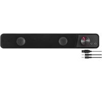 WQS-BRIO Barre de Son stéréo - pour Ordinateur, Excellente qualité Audio, 12 Watts, Design Compact, 2X Connexion Jack 3,5 mm + Prise USB A, contrôle du Volume, Noir