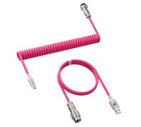 WQS-C01 Ultra Câble de Clavier Spiralé, pour Clavier Gamer 8000Hz Rapid Trigger, USB-A vers USB-C, Câble Aviateur en TPU avec Connecteur d'Aviation en Métal, Éclairage RGB, Rouge Baie