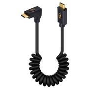 WQS-Câble Spiralé USB C 1M, 240W Thunderbolt 3 vers USB C, 40Gbps USB C 90 degree Cable, Prend en charge la vidéo 8K@60Hz, eGPU, MacBook, ordinateurs portables