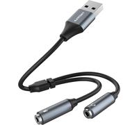 WQS-Carte Audio USB, Carte Audio Externe avec connecteur pour Casque et Microphone 3,5 mm, Compatible avec Ordinateurs de Bureau et Portables Windows, Mac et Linux, Ainsi qu'avec PS5.