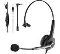 WQS-Casque Téléphone Portable 3,5mm et 2,5mm avec Micro Anti-Bruit, Casque PC, pour iPhone Samsung Ordinateur Business Bureau Centre d'appels Skype, Conversation Claire, Très Confortable