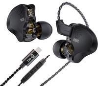 WQS-CCZ DC02 IEM Écouteurs de jeu USB-C 4 c?urs 4N OFC filaires avec micro, double circuit magnétique DD de 10 mm, diaphragme composite en polyuréthane et PET, moniteurs intra-auriculaires basses