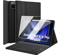 WQS-Clavier Coque + Verre Trempé pour Xiaomi Pad 6 / Xiami Pad 6 Pro (11 Pouces) 2023, AZERTY Français Amovible Bluetooth sans Fil Clavier Étui Housse avec Protection écran (Xiaomi Pad 6)