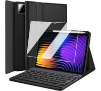 WQS-Clavier Coque + Verre Trempé pour Xiaomi Pad 7 / Xiami Pad 7 Pro (11.2 Pouces) 2025, AZERTY Français Amovible Bluetooth sans Fil Clavier Étui Housse avec Protection écran (Xiaomi Pad 7)