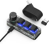 WQS-Clavier macro programmable, mini clavier personnalisé, introduction avec 1 touche de combinaisons de touches, chaînes, copie et collage, réglage du volume, connexion tri-mode (3 touches noir)