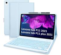 Wqs-Clavier Pour Lenovo Tab P11 Plus Tb-J606/Tb-J607 Azerty Français Étui Clavier 11 Pouces Housse De Protection Avec Bluetooth Détachable Clavier Bleu