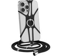 Wqs-Collier Universel Pour Coques Smartphone Jusqu'à 7,1 Pouces - Sangle Pour Case Avec Tour De Cou Réglable - Attache & Bandoulière En Noir