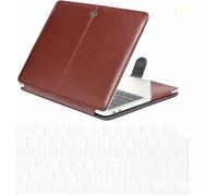 WQS-Compatible avec MacBook Air 13,6" M4 A3240 2025-2022, étui en cuir synthétique de qualité supérieure avec protège-clavier transparent et coins résistants aux chocs \u2013 Marron expresso