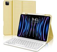 WQS-Coque Clavier pour iPad Pro 12.9 2022/2021/2020/2018, AZERTY Français Étui Clavier Magnétique Bluetooth sans Fil pour iPad Pro 12.9 6è/5è/4è/3è Gén, Jaune