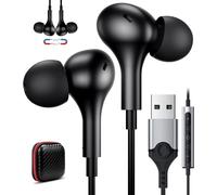 WQS-Écouteur USB 2.5M, Casque USB PC Filaire avec Microphone Contrôle du Volume Casque PC Gaming Casque Filaire stéréo HiFi in Ear Écouteur Magnétique pour Ordinateur/Mac/Laptop/Chromebook/PS 4/5