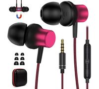 WQS-Écouteurs intra-auriculaires en nylon avec fil et microphone Hi-Fi stéréo Isolation acoustique Jack 3,5 mm pour iPhone iPad Galaxy Huawei Redmi OPPO OnePlus Laptop Android Magnétique Casque pour