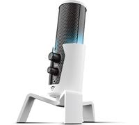 WQS-GXT 258W Fyru Microphone USB Professionnel 4-en-1, Gamer Micro PC LED, 4 Directivités, Micro pour PC, Ordinateur, Podcasts, Vlogs, Youtubeur, Twitch, ASMR, Micro Streaming Gamer, Blanc