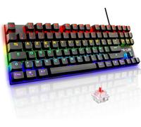 WQS-Keyz Mercury TKL Clavier Mécanique Gamer 87 Touches Filaire USB AZERTY Français, Rétro-Éclairage LED Multicolore - Gaming Compact sans Pavé Numérique PC/PS4/PS5/Xbox - New - Noir