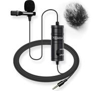 WQS-LVM1 Micro Cravate avec 1 Bonnette Anti-Vent, Audio Enregistrement Microphone Caméras à Condensateur pour iPhone Smartphone PC Appareil Photo de Sony Nikon Olympus Canon Caméscopes