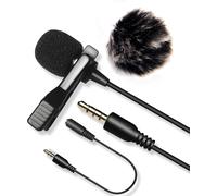 WQS-LVM3 6M Micro Cravate avec Pare-Brise Furry Muff, Audio Enregistrement Lavalier Microphone pour PC Sony Nikon Canon Caméscopes Caméra vidéo et iPhone Samsung Smartphone