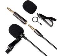 WQS-MCP100 - Micro Cravate Jack 3.5mm Lavalier Filaire TRS TRRS - pour téléphone, Camera Reflex DSLR, Youtube TikTok Vlog - Microphone Omnidirectionnel kit Qualité pour Enregistrement Voix Noir