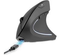 WQS-Perixx PERIMICE-713R Souris Verticale sans Fil Rechargeable - Recharge sans Fil et par câble - Conception à 6 Boutons - Noir - pour droitiers