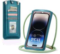 Wqs-Petit Sac Sacs À Bandoulière Sac Téléphone Portable Femmes Mini Pochette Portefeuille Universelle Pour Iphone 14 13 12 11 Pro Max Samsung Z Flip 4 3 5g S23 Ultra A54 Xiaomi Jusqu'à 7.3" Vert
