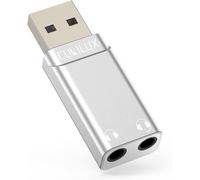 WQS-Répartiteur USB A avec DAC : Adaptateur stéréo Double Jack 3,5 mm pour Casques, Compatible Ordinateurs Portables Lenovo, HP, Dell, ASUS