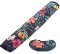 WQS-Repose-poignets pour souris et clavier - Coussin en mousse à mémoire de forme avec trous de massage pour ordinateur, ordinateur portable, travail de bureau, jeux (feuilles et fleurs)