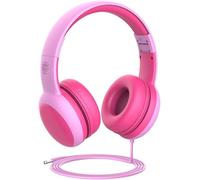 WQS-Rigwig Casque filaire pour enfants avec volume limité, casque supra-auriculaire pour enfants avec prise auxiliaire de 3,5 mm (rose)